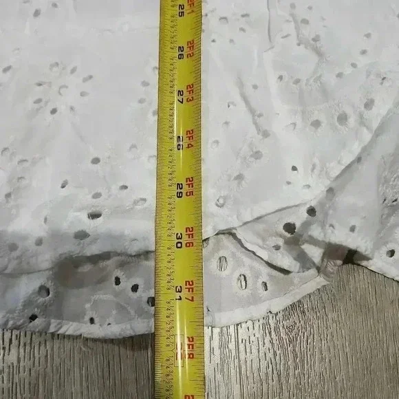 Japna Women's Sleeveless Elastic Waist Ruffle Lined Eyelet Dress White Medium - Picture 2 of 7